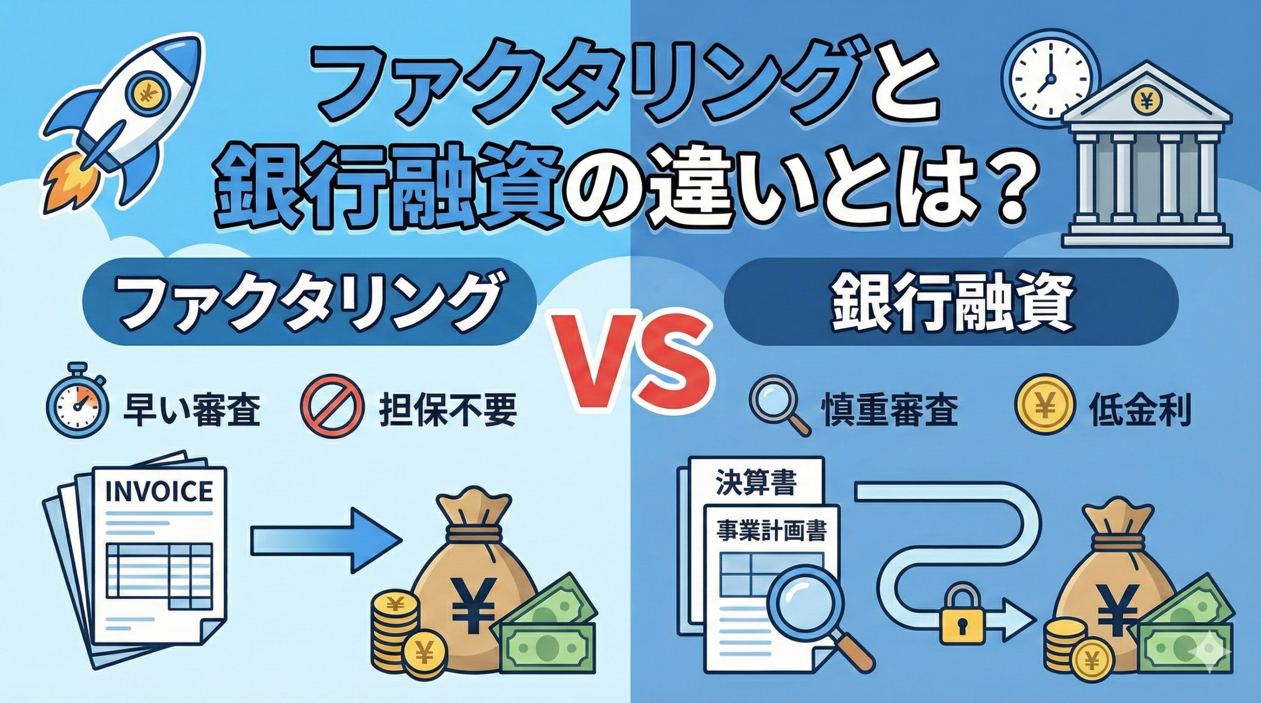 ファクタリングと銀行融資の違いとは？