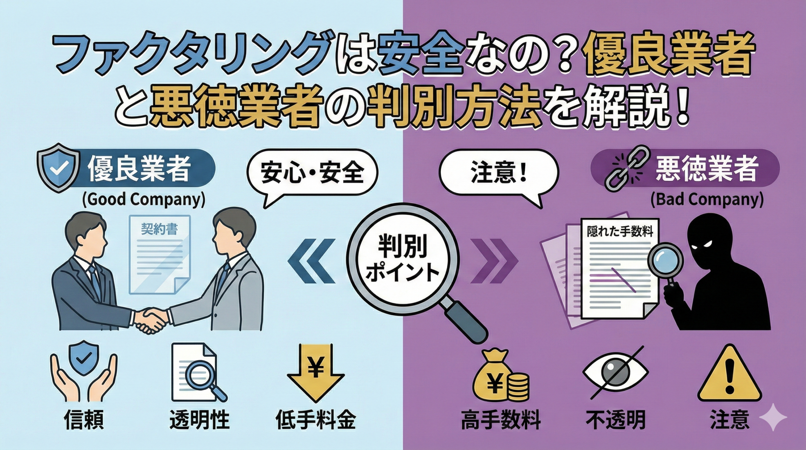 ファクタリングは安全なの？優良業者と悪徳業者の判別方法を解説！