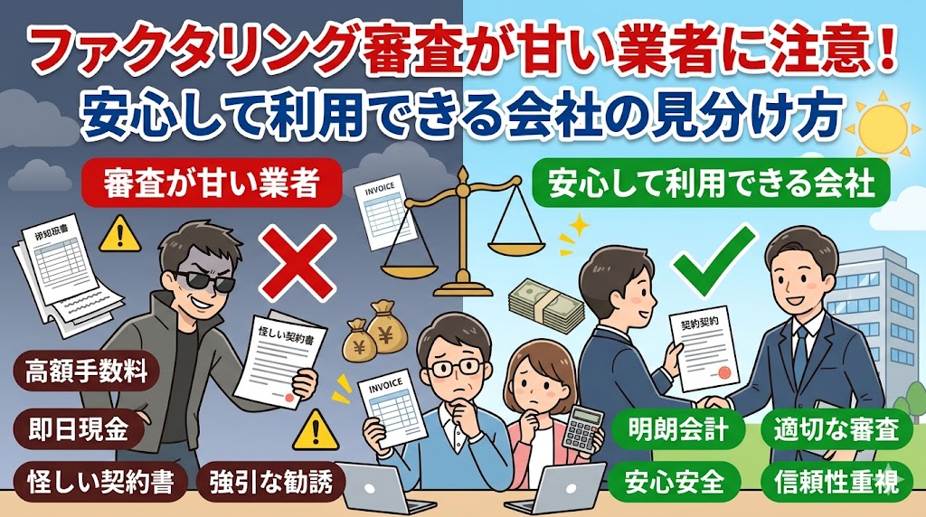 ファクタリング審査が甘い業者に注意！安心して利用できる会社の見分け方