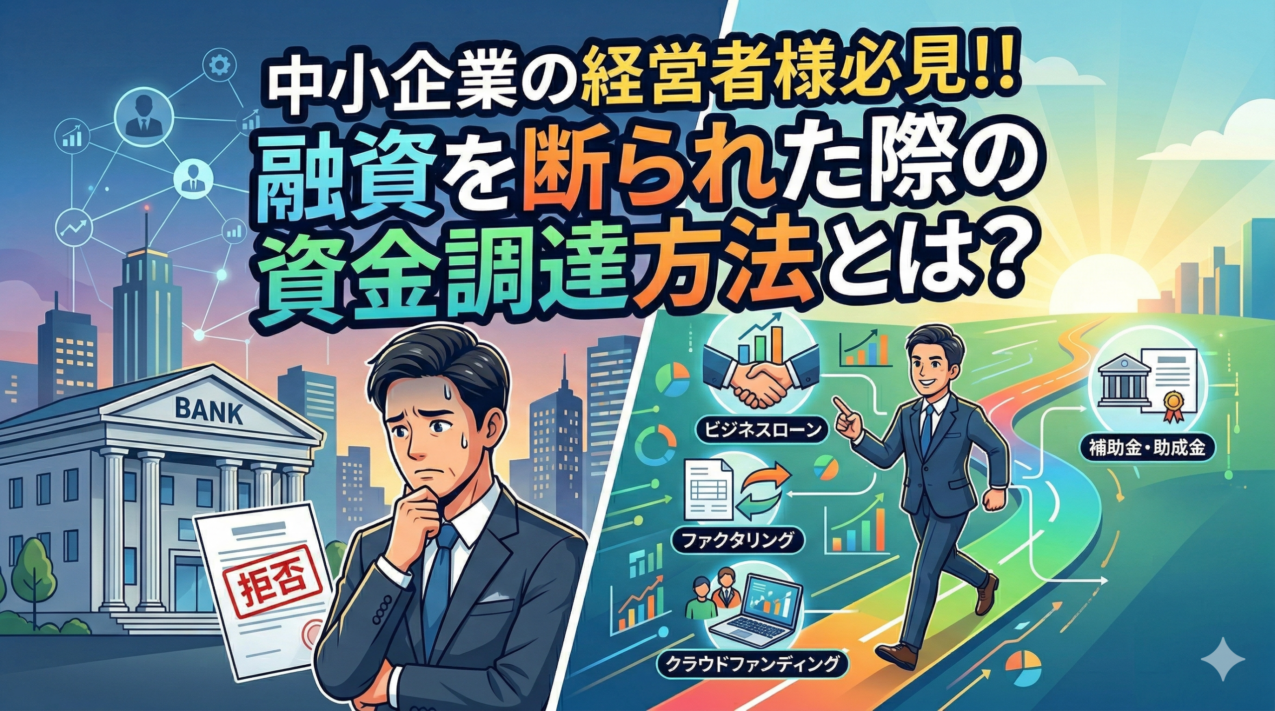 中小企業の経営者様必見！！融資を断られた際の資金調達方法とは？